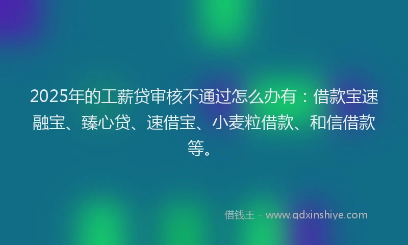 2025年的工薪贷审核不通过怎么办有：借款宝速融宝、臻心贷、速借宝、小麦粒借款、和信借款等。
