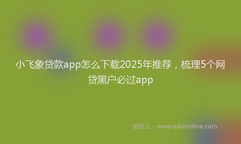 小飞象贷款app怎么下载2025年推荐，梳理5个网贷黑户必过app