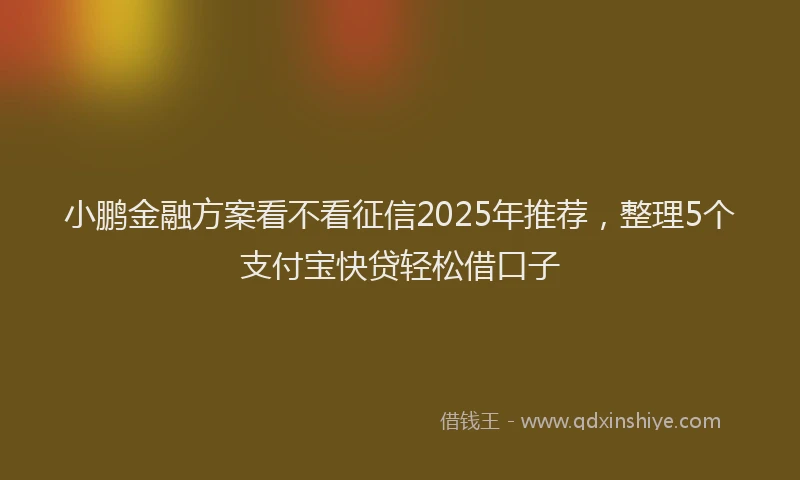 小鹏金融方案看不看征信2025年推荐，整理5个支付宝快贷轻松借口子
