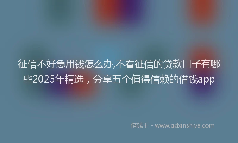 征信不好急用钱怎么办,不看征信的贷款口子有哪些2025年精选，分享五个值得信赖的借钱app