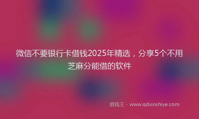 微信不要银行卡借钱2025年精选，分享5个不用芝麻分能借的软件