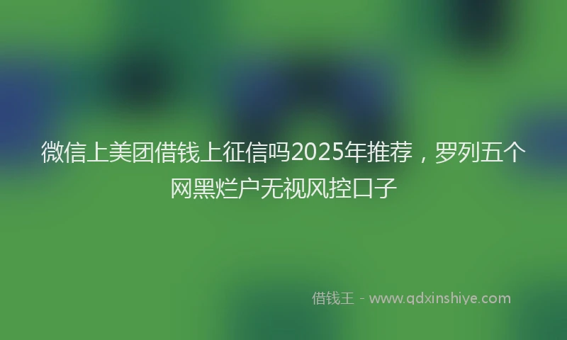 微信上美团借钱上征信吗2025年推荐，罗列五个网黑烂户无视风控口子