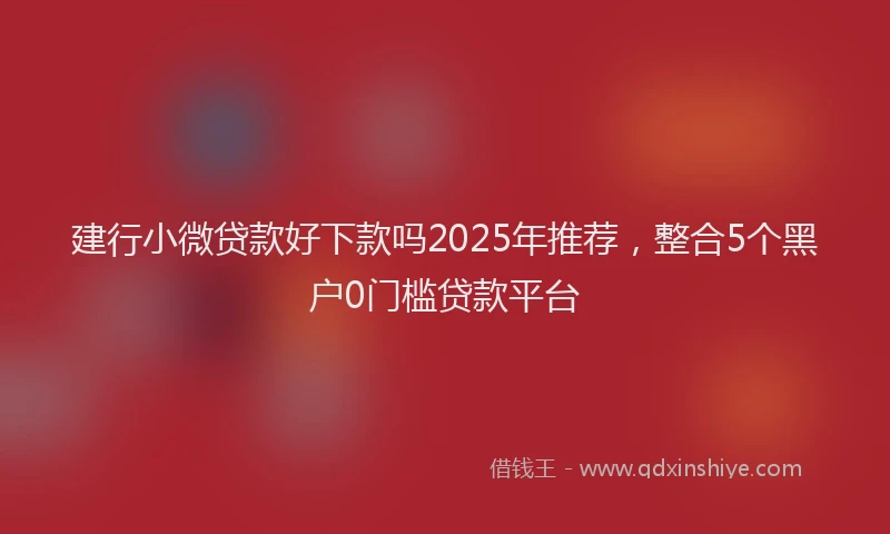 建行小微贷款好下款吗2025年推荐，整合5个黑户0门槛贷款平台