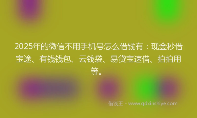 2025年的微信不用手机号怎么借钱有：现金秒借宝途、有钱钱包、云钱袋、易贷宝速借、拍拍用等。