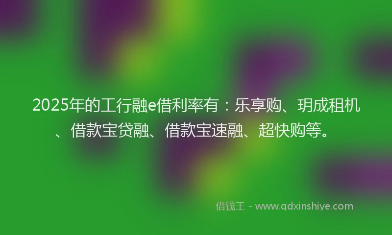 2025年的工行融e借利率有：乐享购、玥成租机、借款宝贷融、借款宝速融、超快购等。