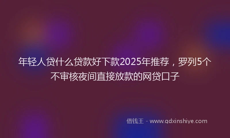 年轻人贷什么贷款好下款2025年推荐，罗列5个不审核夜间直接放款的网贷口子