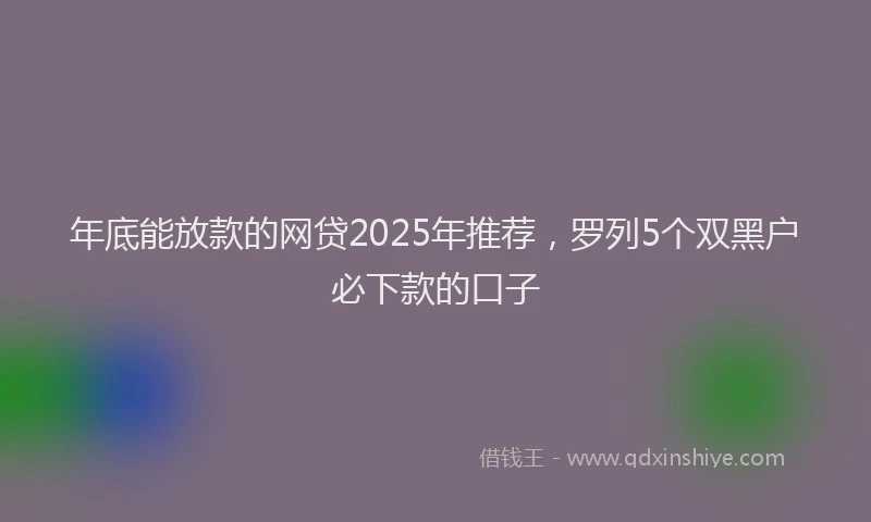年底能放款的网贷2025年推荐，罗列5个双黑户必下款的口子