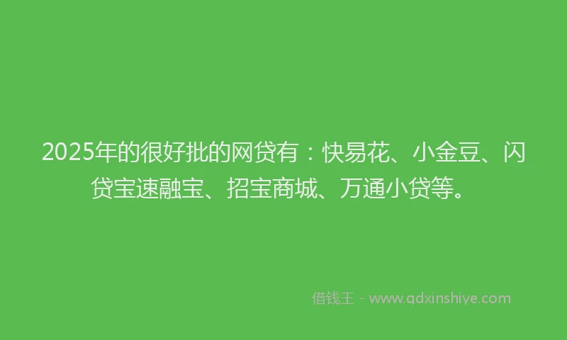 2025年的很好批的网贷有：快易花、小金豆、闪贷宝速融宝、招宝商城、万通小贷等。