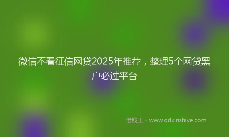 微信不看征信网贷2025年推荐，整理5个网贷黑户必过平台