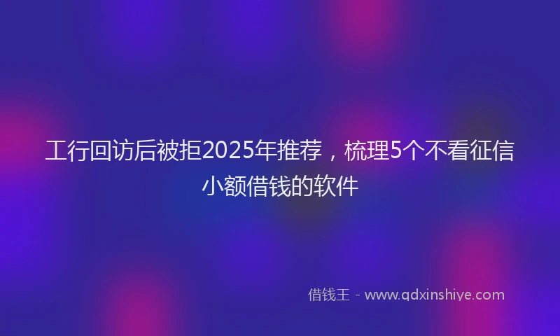工行回访后被拒2025年推荐，梳理5个不看征信小额借钱的软件