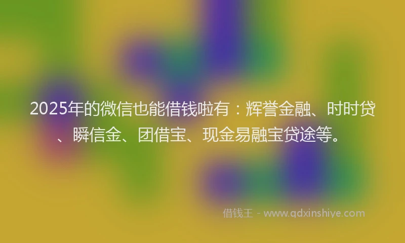2025年的微信也能借钱啦有：辉誉金融、时时贷、瞬信金、团借宝、现金易融宝贷途等。