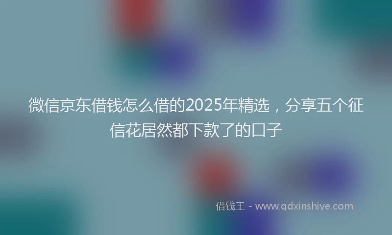 微信京东借钱怎么借的2025年精选，分享五个征信花居然都下款了的口子