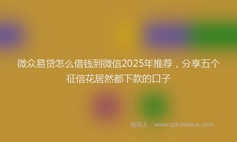 微众易贷怎么借钱到微信2025年推荐，分享五个征信花居然都下款的口子