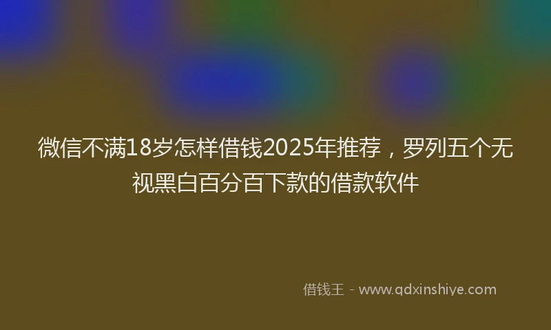 微信不满18岁怎样借钱2025年推荐，罗列五个无视黑白百分百下款的借款软件