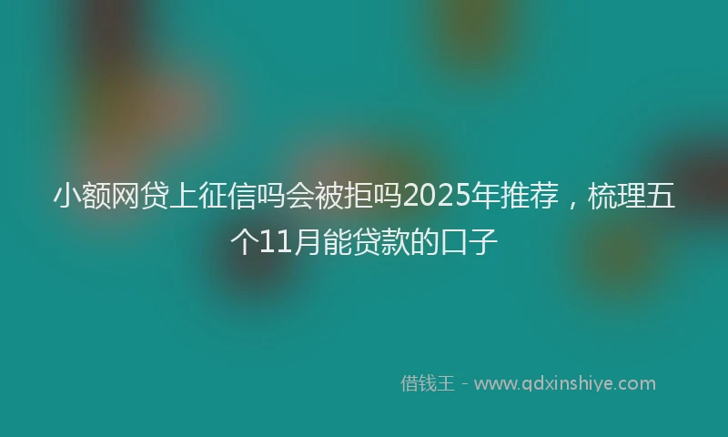 小额网贷上征信吗会被拒吗2025年推荐，梳理五个11月能贷款的口子