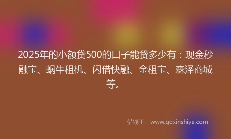 2025年的小额贷500的口子能贷多少有：现金秒融宝、蜗牛租机、闪借快融、金租宝、森泽商城等。