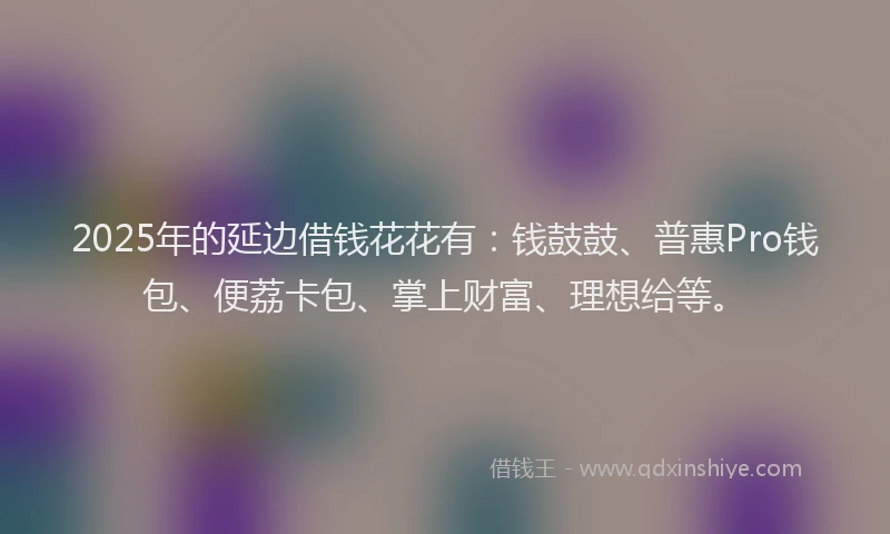 2025年的延边借钱花花有：钱鼓鼓、普惠Pro钱包、便荔卡包、掌上财富、理想给等。