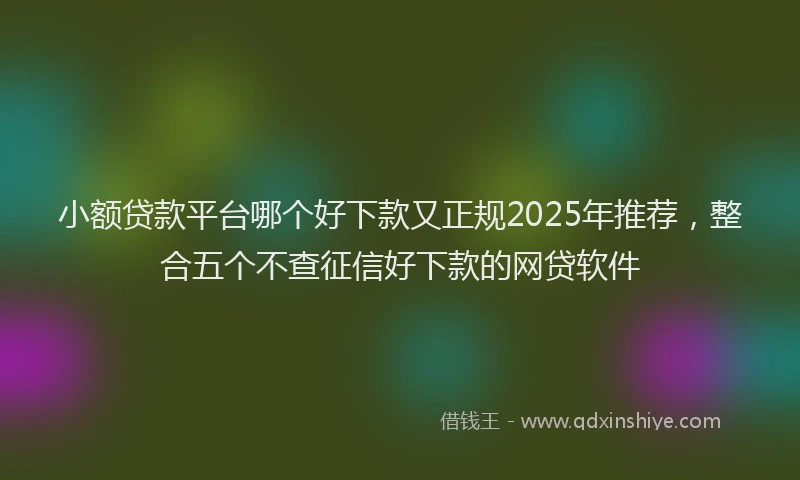 小额贷款平台哪个好下款又正规2025年推荐，整合五个不查征信好下款的网贷软件