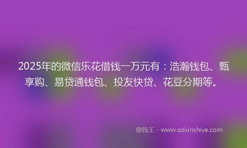2025年的微信乐花借钱一万元有：浩瀚钱包、甄享购、易贷通钱包、投友快贷、花豆分期等。