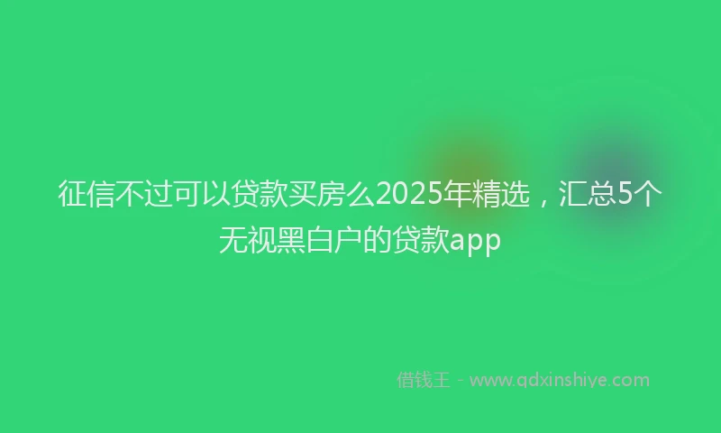 征信不过可以贷款买房么2025年精选，汇总5个无视黑白户的贷款app