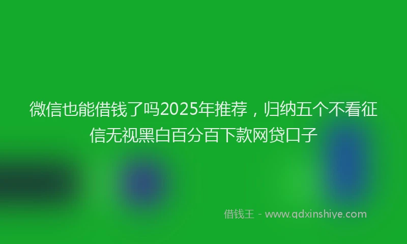 微信也能借钱了吗2025年推荐，归纳五个不看征信无视黑白百分百下款网贷口子