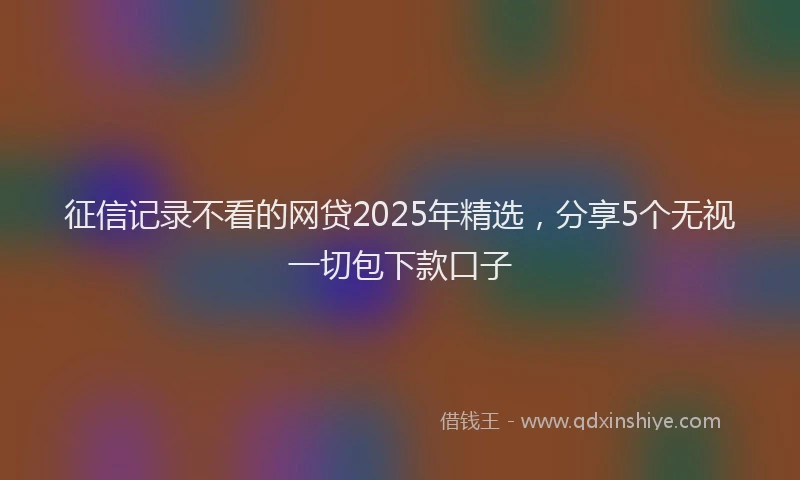征信记录不看的网贷2025年精选，分享5个无视一切包下款口子