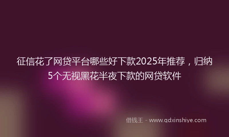 征信花了网贷平台哪些好下款2025年推荐，归纳5个无视黑花半夜下款的网贷软件
