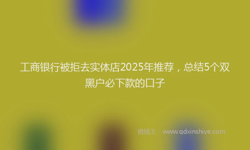 工商银行被拒去实体店2025年推荐，总结5个双黑户必下款的口子