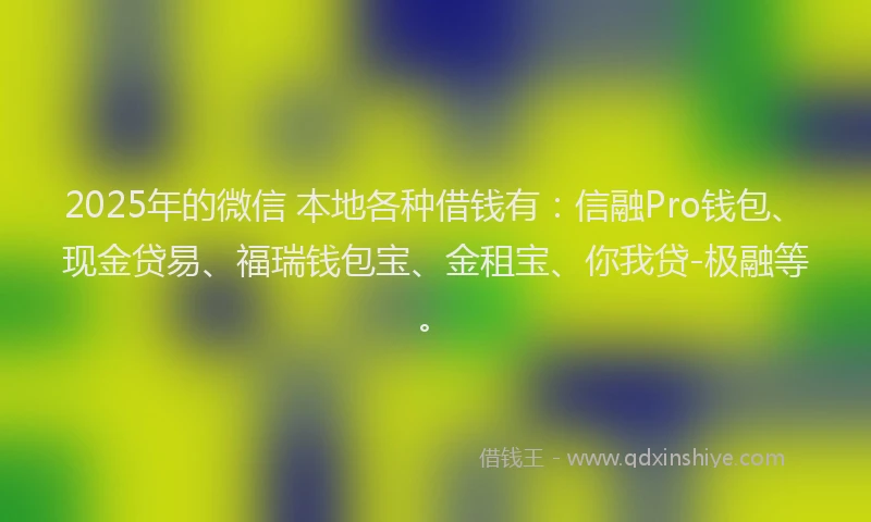 2025年的微信 本地各种借钱有：信融Pro钱包、现金贷易、福瑞钱包宝、金租宝、你我贷-极融等。
