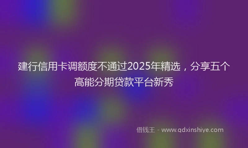 建行信用卡调额度不通过2025年精选，分享五个高能分期贷款平台新秀