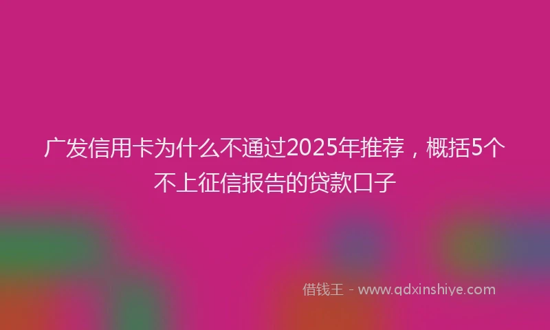 广发信用卡为什么不通过2025年推荐，概括5个不上征信报告的贷款口子