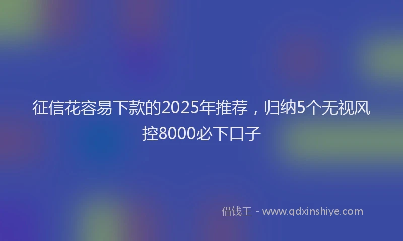 征信花容易下款的2025年推荐，归纳5个无视风控8000必下口子