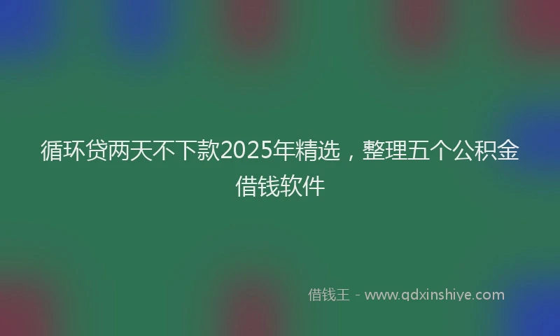 循环贷两天不下款2025年精选，整理五个公积金借钱软件