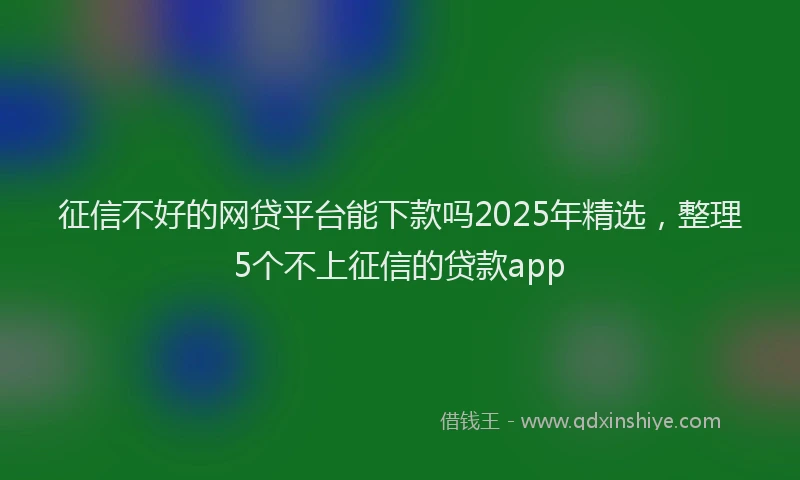 征信不好的网贷平台能下款吗2025年精选，整理5个不上征信的贷款app