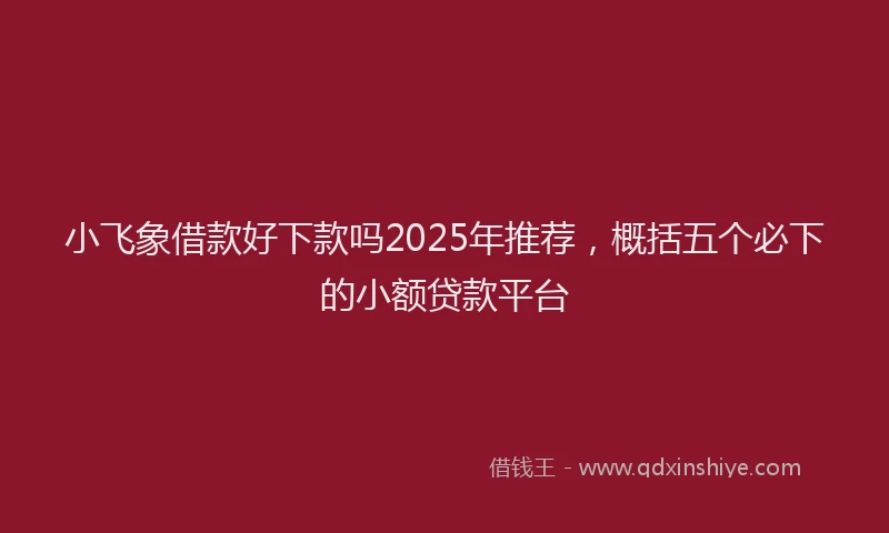 小飞象借款好下款吗2025年推荐，概括五个必下的小额贷款平台