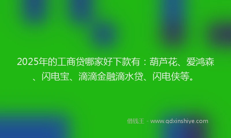 2025年的工商贷哪家好下款有：葫芦花、爱鸿森、闪电宝、滴滴金融滴水贷、闪电侠等。