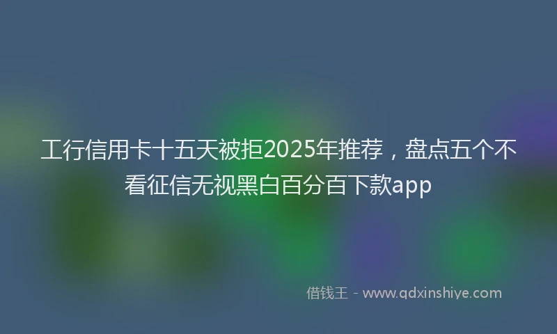 工行信用卡十五天被拒2025年推荐，盘点五个不看征信无视黑白百分百下款app