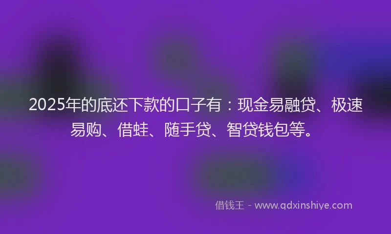 2025年的底还下款的口子有：现金易融贷、极速易购、借蛙、随手贷、智贷钱包等。