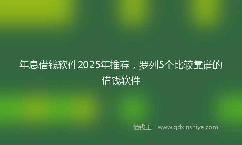年息借钱软件2025年推荐，罗列5个比较靠谱的借钱软件