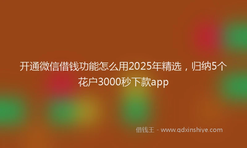 开通微信借钱功能怎么用2025年精选，归纳5个花户3000秒下款app