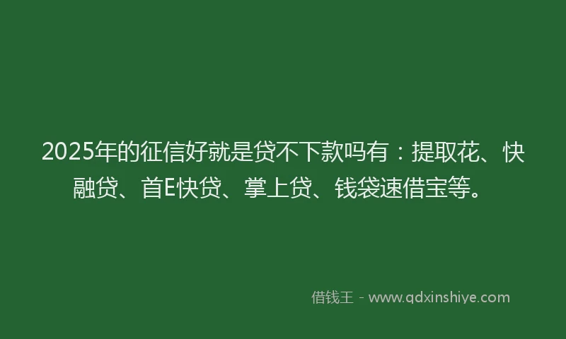 2025年的征信好就是贷不下款吗有：提取花、快融贷、首E快贷、掌上贷、钱袋速借宝等。