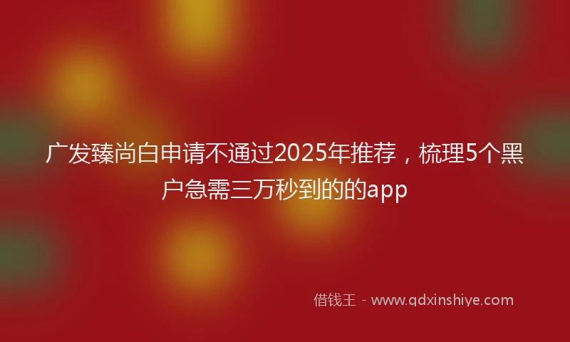 广发臻尚白申请不通过2025年推荐，梳理5个黑户急需三万秒到的的app