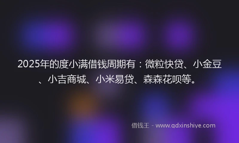 2025年的度小满借钱周期有：微粒快贷、小金豆、小吉商城、小米易贷、森森花呗等。
