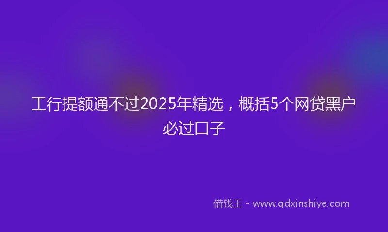 工行提额通不过2025年精选，概括5个网贷黑户必过口子