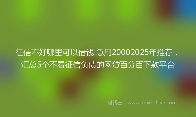 征信不好哪里可以借钱 急用20002025年推荐，汇总5个不看征信负债的网贷百分百下款平台