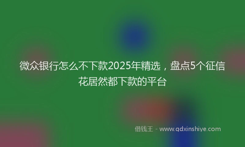 微众银行怎么不下款2025年精选，盘点5个征信花居然都下款的平台