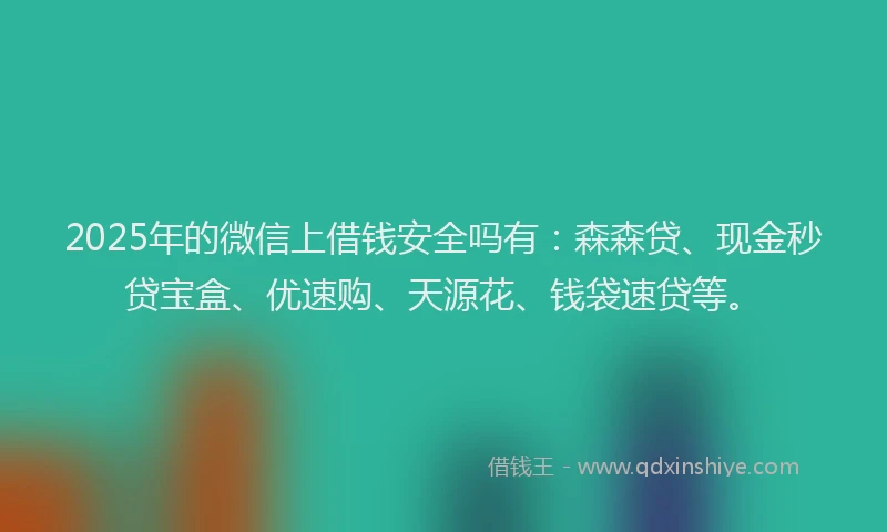 2025年的微信上借钱安全吗有：森森贷、现金秒贷宝盒、优速购、天源花、钱袋速贷等。