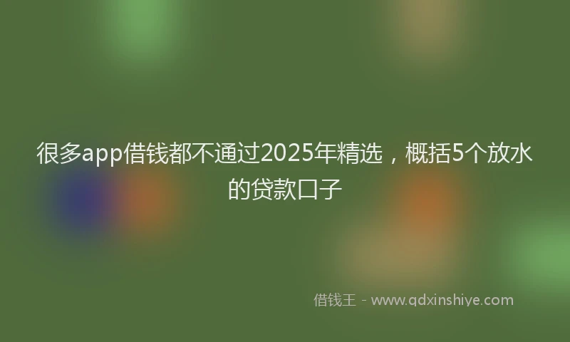 很多app借钱都不通过2025年精选，概括5个放水的贷款口子