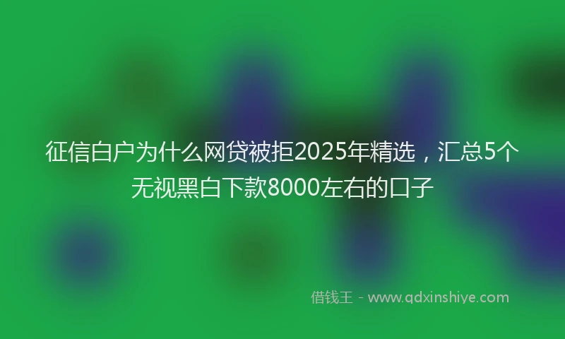 征信白户为什么网贷被拒2025年精选，汇总5个无视黑白下款8000左右的口子