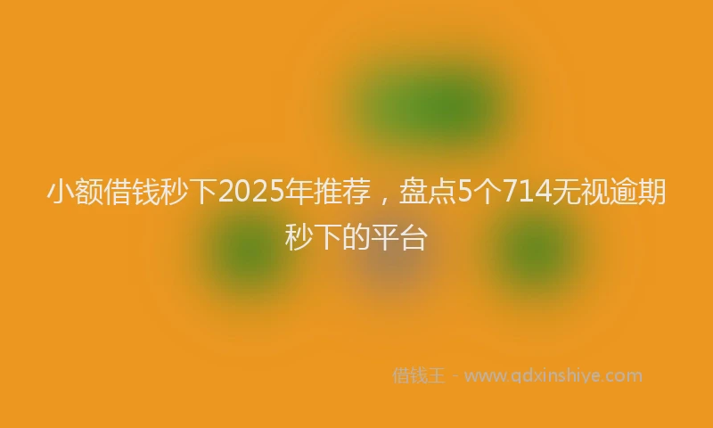 小额借钱秒下2025年推荐，盘点5个714无视逾期秒下的平台